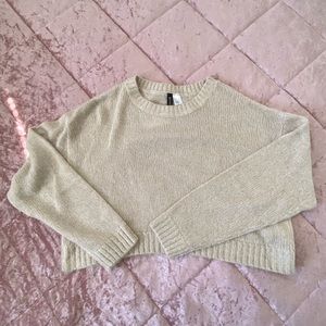 Cropped oatmeal color sweater